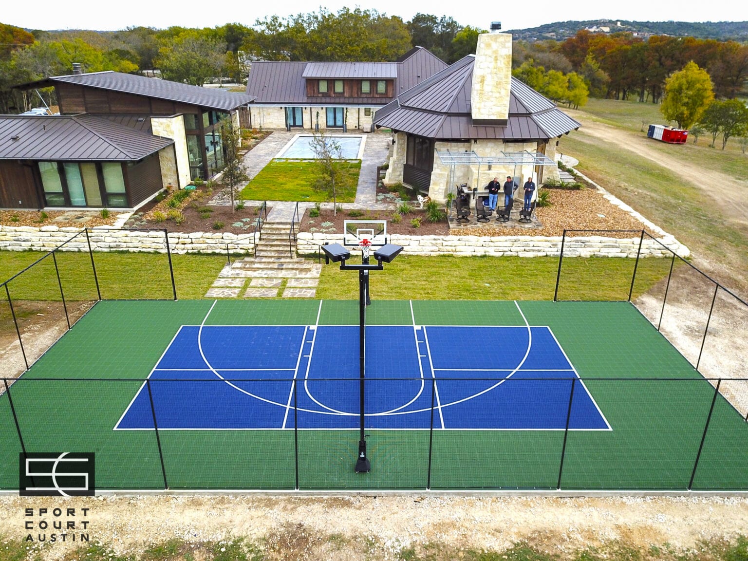 Basketball court with LED lighting