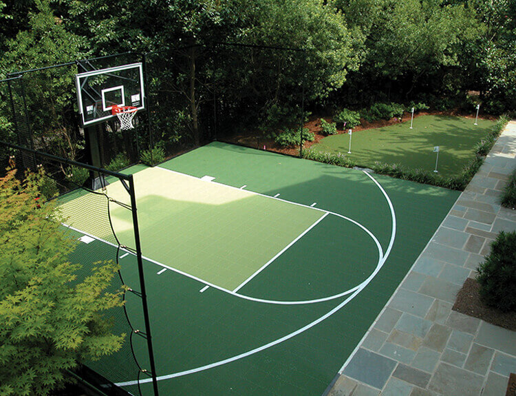 Basketball court with professional surface